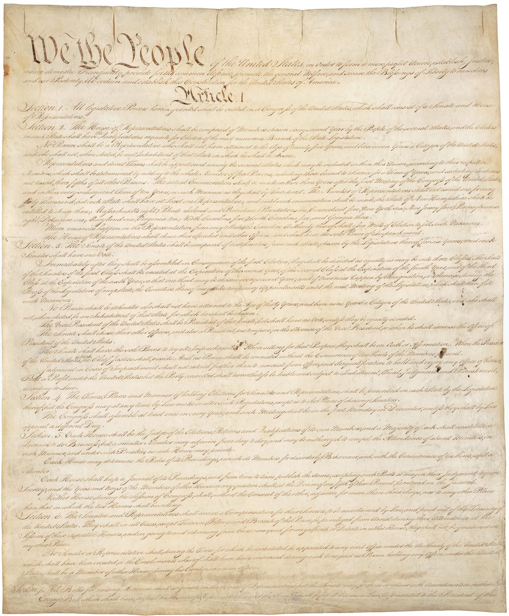 The original U.S. Constitution, signed September 17, 1787