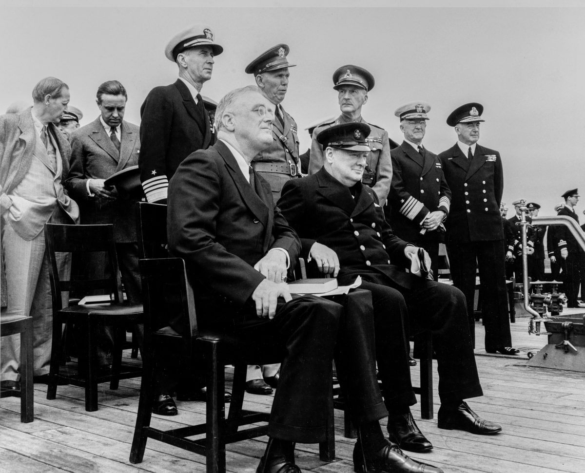 President Roosevelt and Prime Minister Churchill aboard ship at the Atlantic Conference, 1941